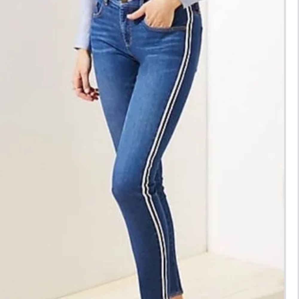 Loft modern skinny jeans— tuxedo stripe